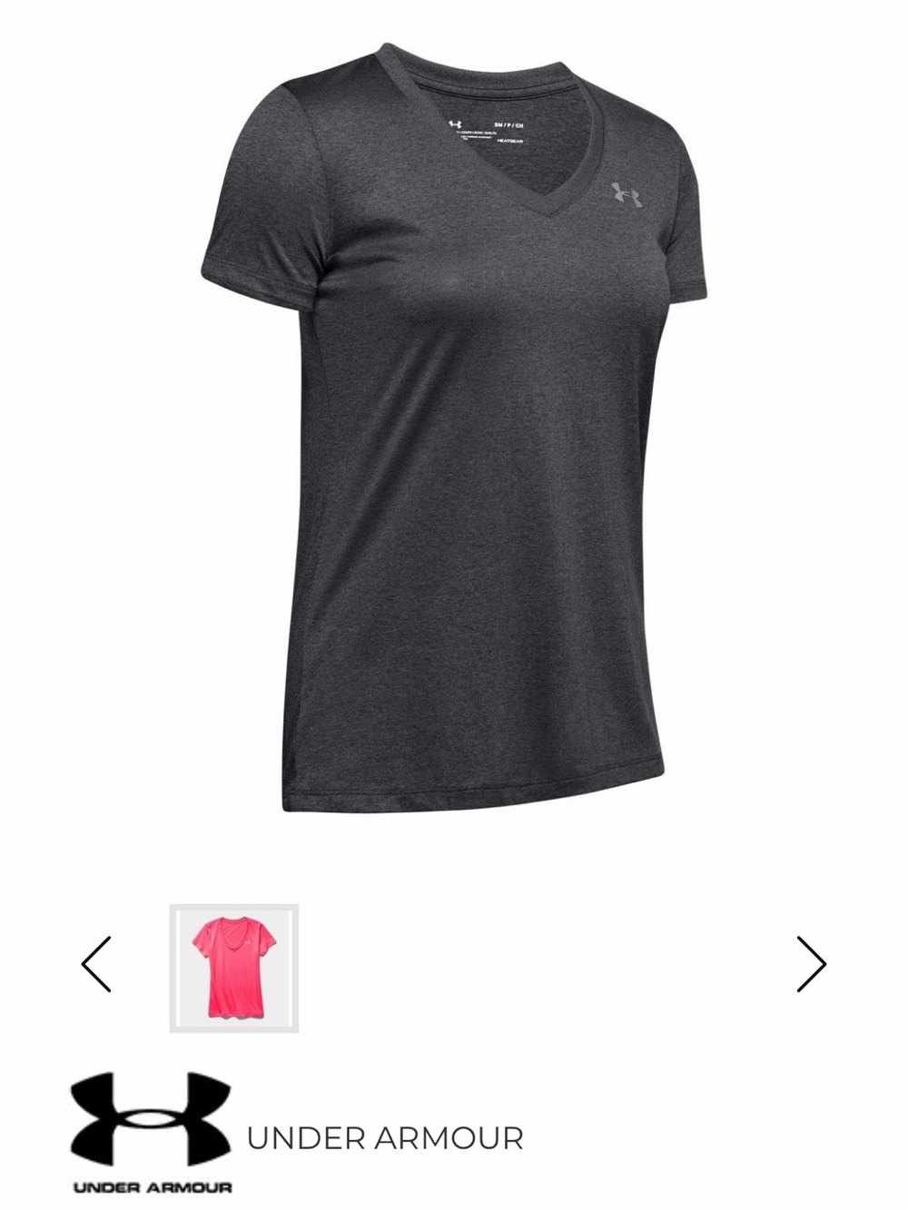 Under Armour Women's Tech V-Neck T-Shirt - Charcoal Gray and Black